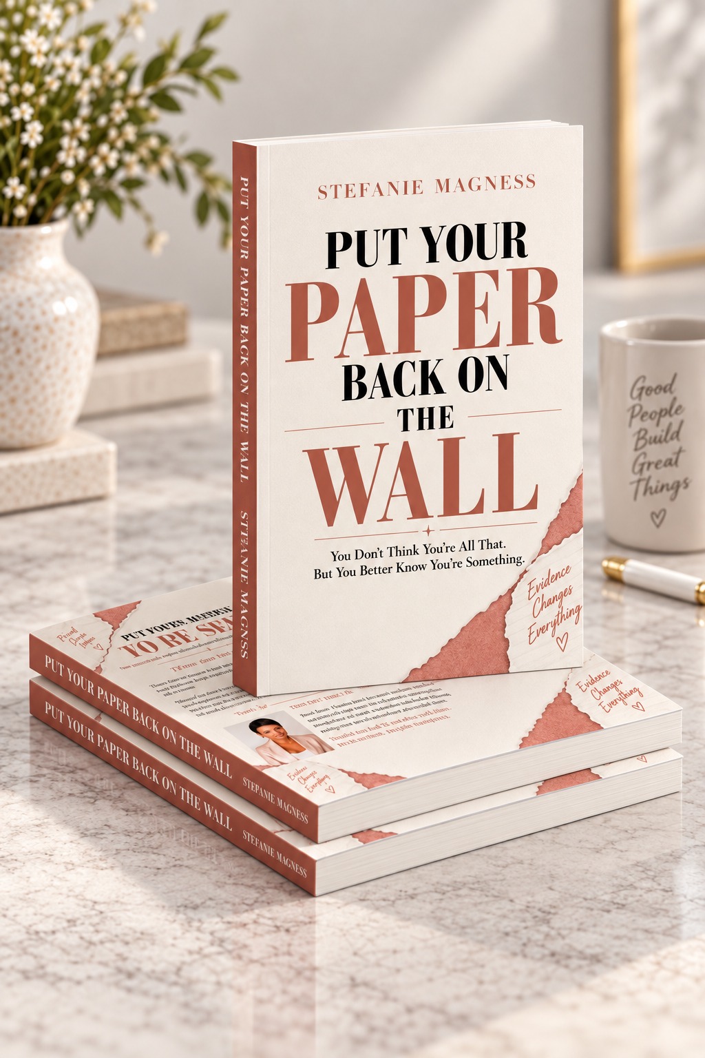 A stack of Put Your Paper Back on the Wall books